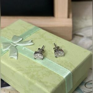 Oval Moissanite Sterling Silver Stud Earrings